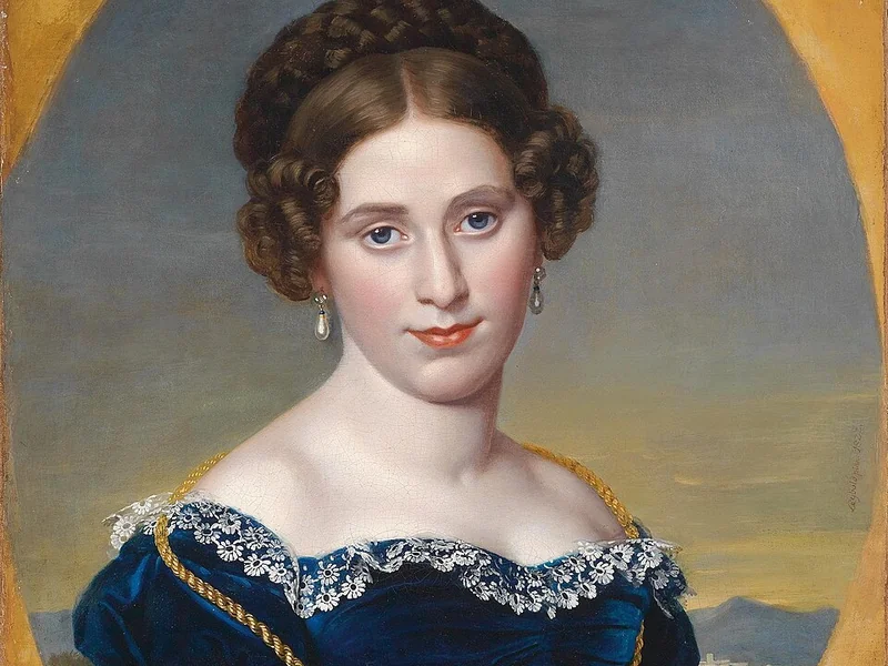1798-Eduard Friedrich Leybold - Ritratto di una dama in un paesaggio (1822)